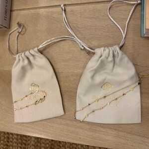 Kendra Scott Gold Necklace and Bracelet with Multicolor Heart Enamel Accents